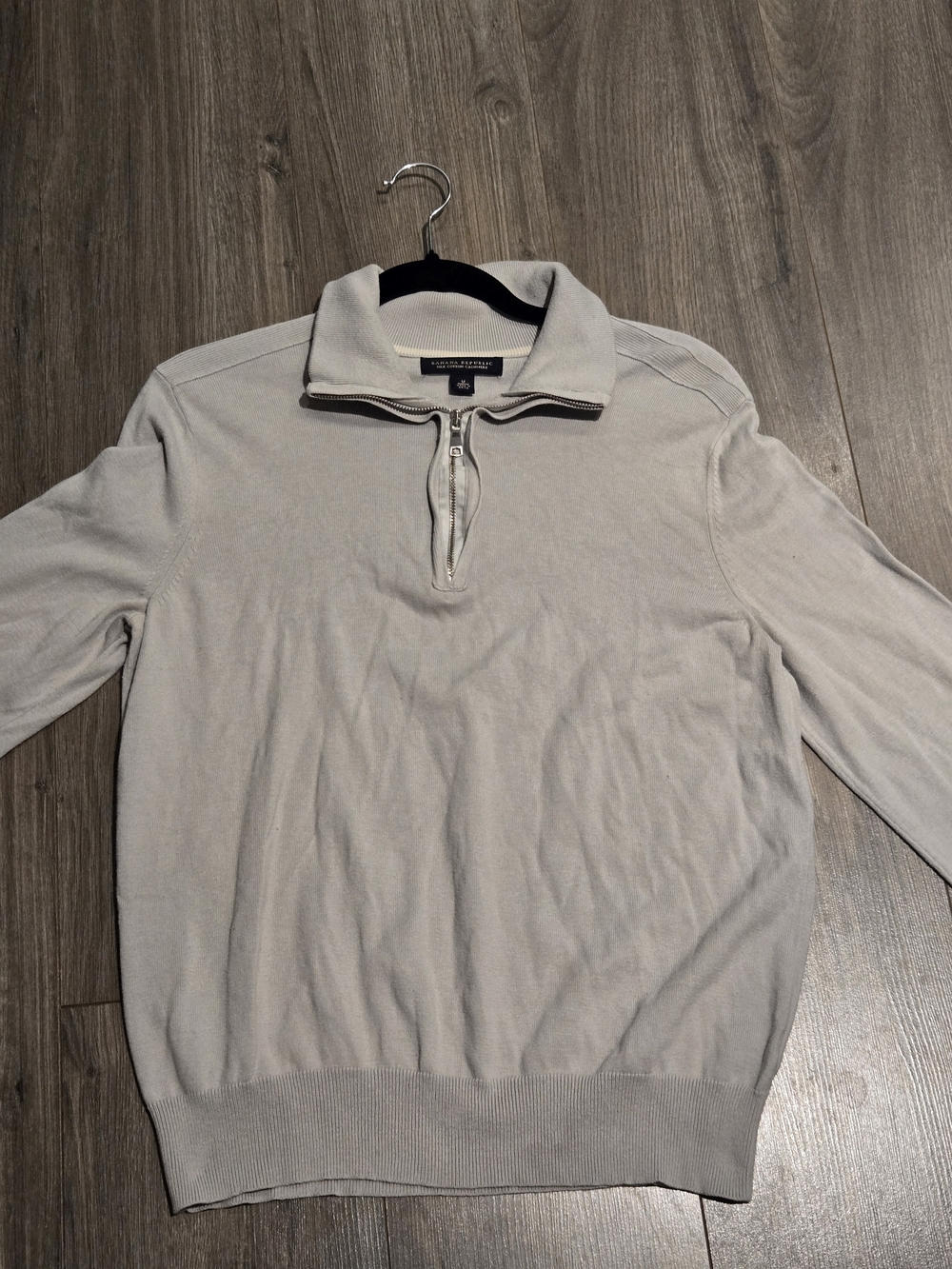 Banana Republic Mens Quarter ZIp Premium Luxe Silk Cotton Cashmere Gray Sz Med